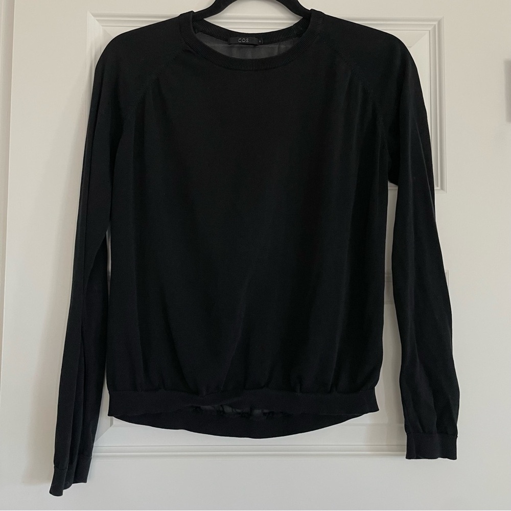 COS black sheer back long sleeve lightweight sweater top medium
